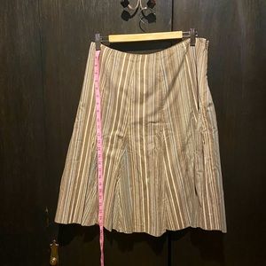 New York & Company Beige, Teal and Cream Striped A-Line Skirt